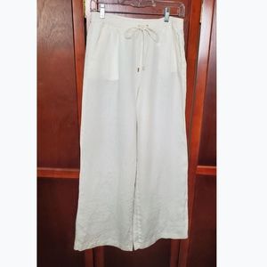 Michael Kors White Wide Leg Linen Pants (Size 8)